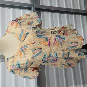 Cherokee Multicolor Feather‎ Pattern Scrub Top Size XL